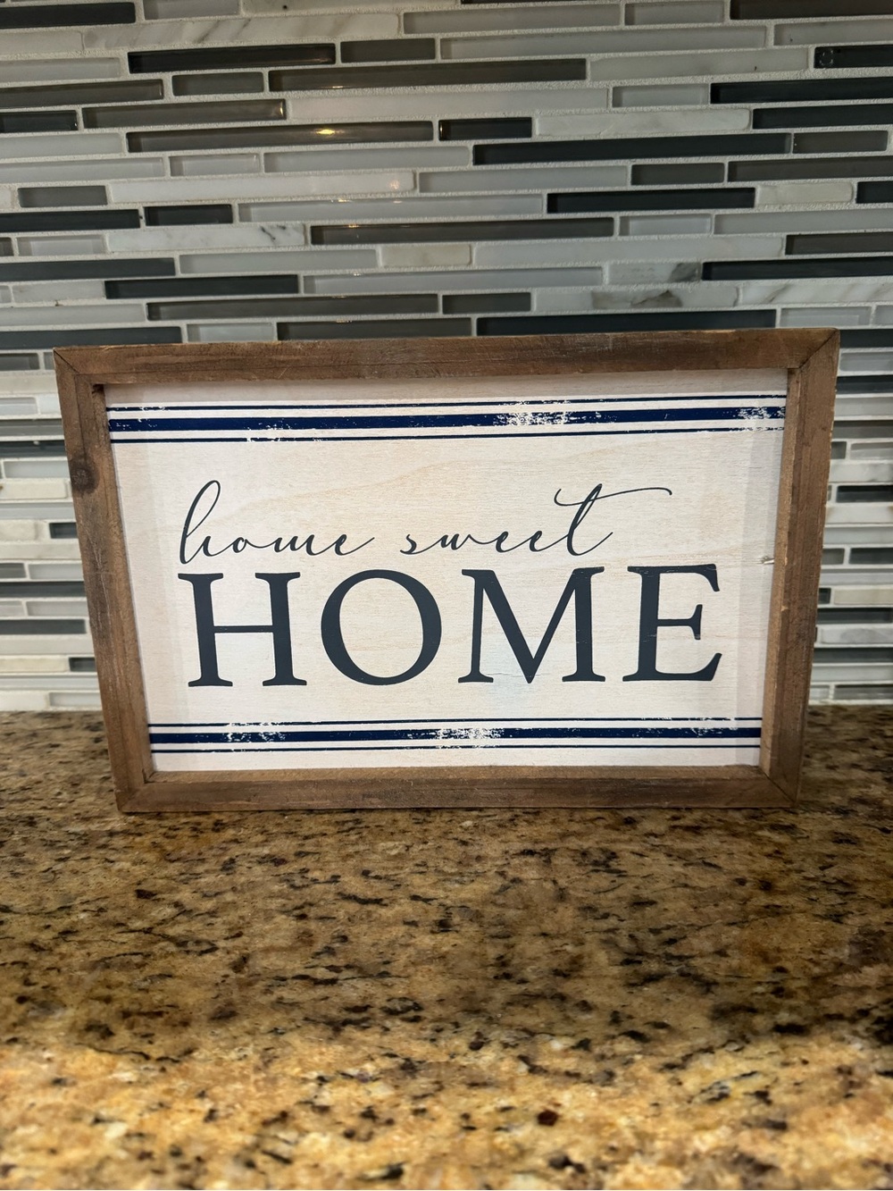 Home Sweet Home Framed Sign - Navy and White